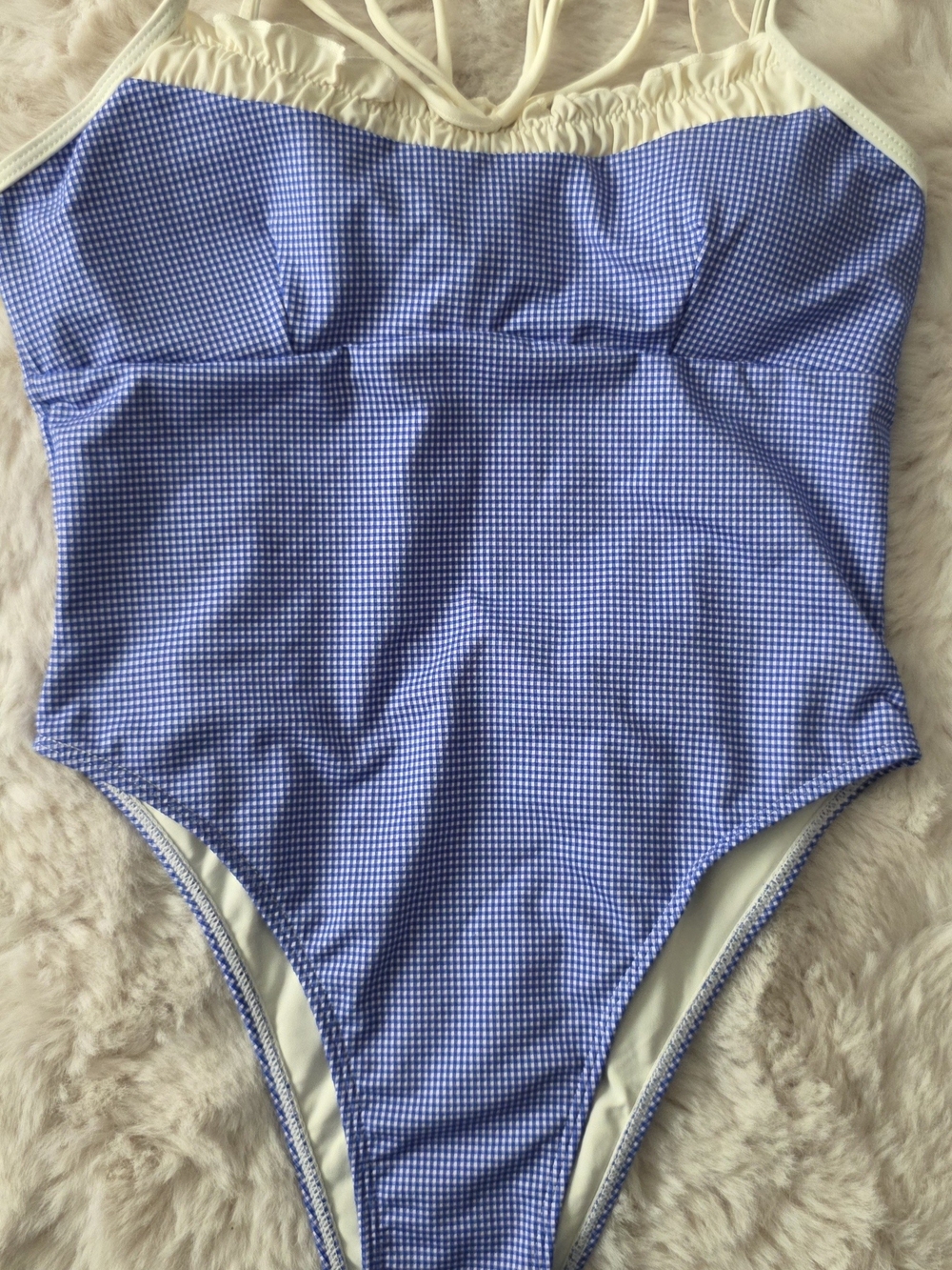 Blue Seamolly One-Piece Swimsuit with Cream Trim